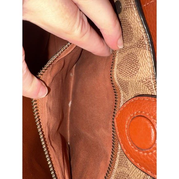 COACH Relay Tote Bag CH756 - Black Polished Pebble Leather Brown -Tanned Leather - Picture 14 of 16